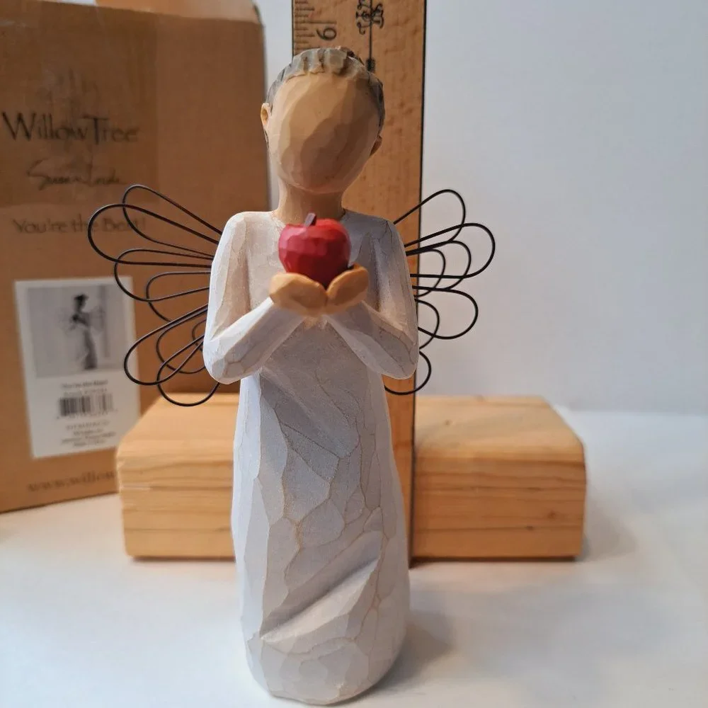 Willow Tree You're the Best Angel Figurine with Apple Box included Teacher Gift - Picture 11 of 13